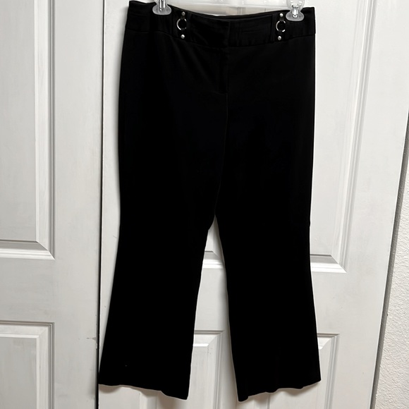 Vintage Pants - Vintage R.Q.T Black Mid Rise Wide Leg Rayon Stretch Dress Pants Size 12P